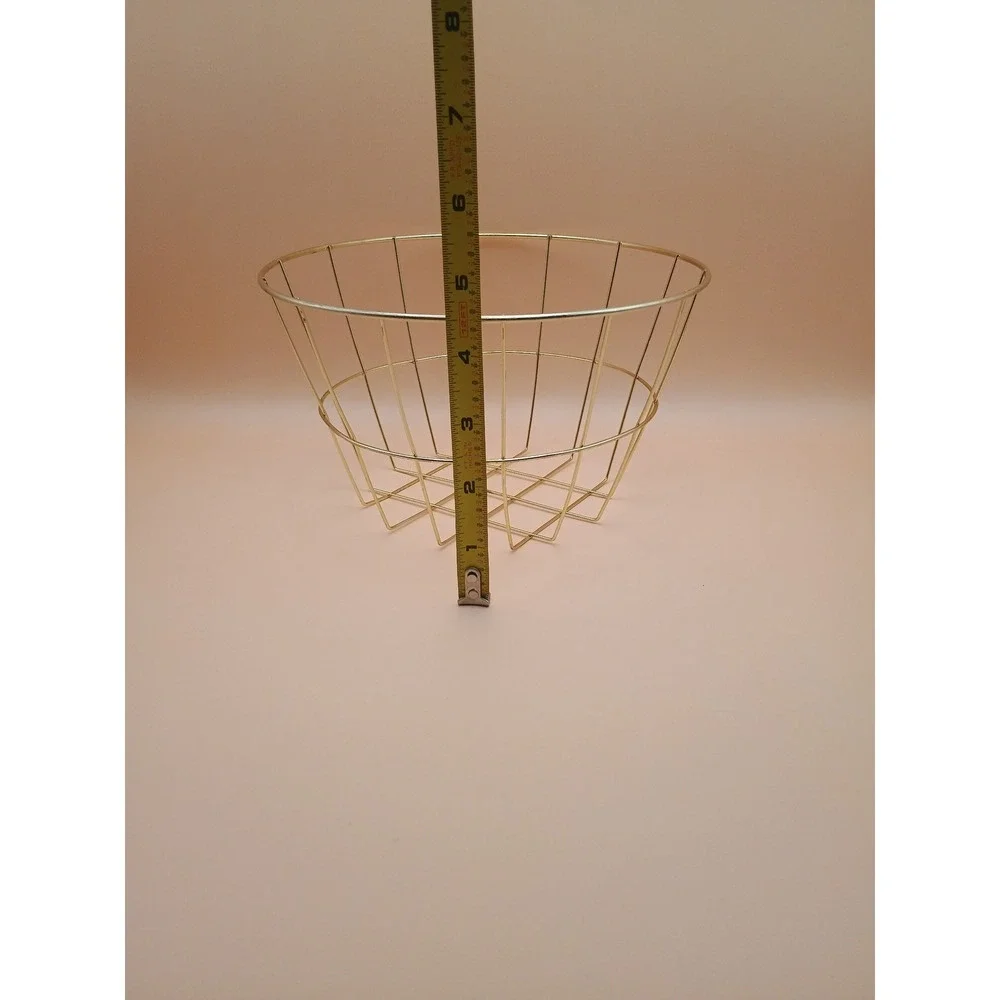 Gold Wire Basket Round Decorative Metal Fruit Bowl Minimalist Storage 8 Inch